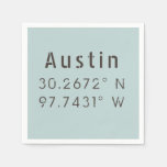 Austin Latitude Longitude Napkins