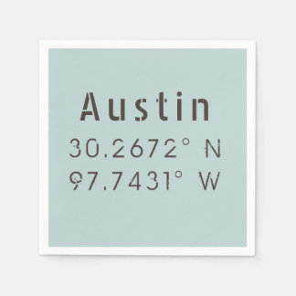 Austin Latitude Longitude Napkins