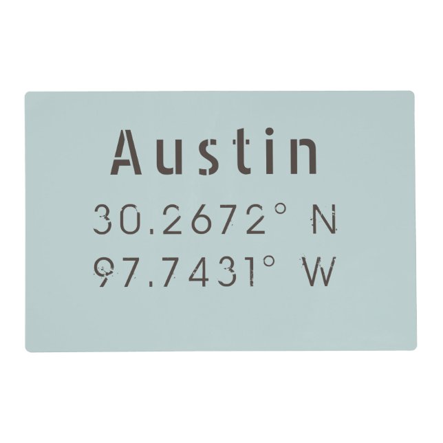 Austin Latitude Longitude Placemat (Front)