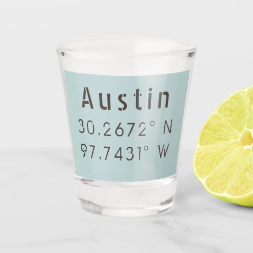 Austin Latitude Longitude Shot Glass