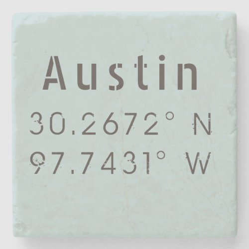 Austin Latitude Longitude Stone Coaster