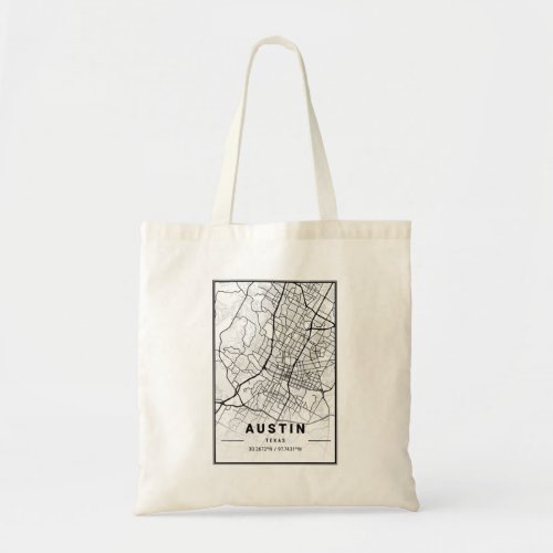 Austin Light City Map Tote Bag