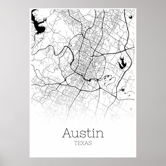 Austin Map - Texas - City Map Poster (Front)