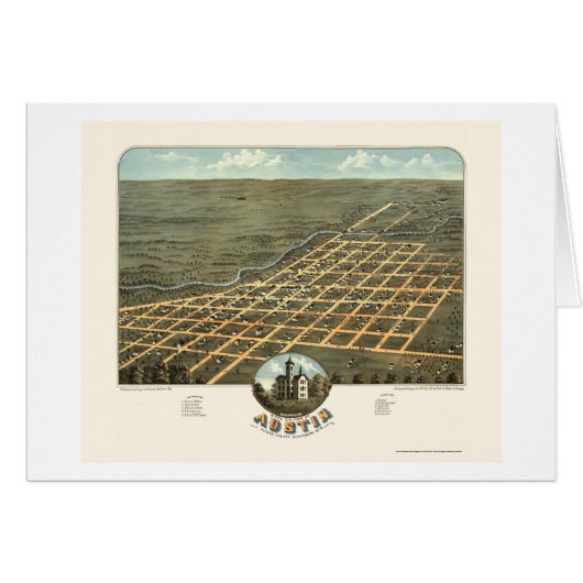Austin, MN Panoramic Map - 1870 Cards (Front Horizontal)