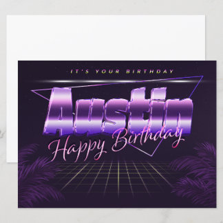 Austin Name First Name pura retro card Birthday