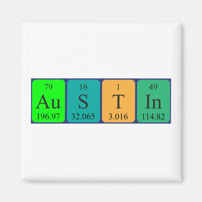 Austin periodic table name magnet (Front)