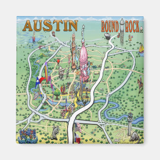 Austin Round Rock Texas Fun Map Magnet