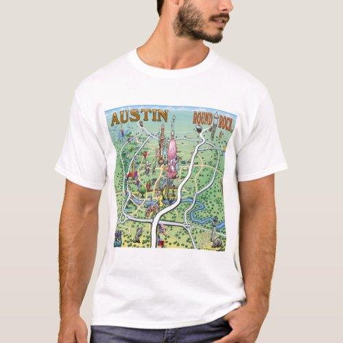 Austin Round Rock Texas Fun Map T_Shirt