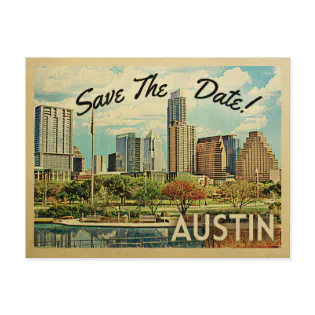 Austin Save The Date Texas Announcement Postcard