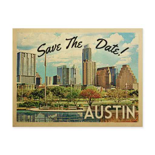 Austin Save The Date Texas Announcement Postcard
