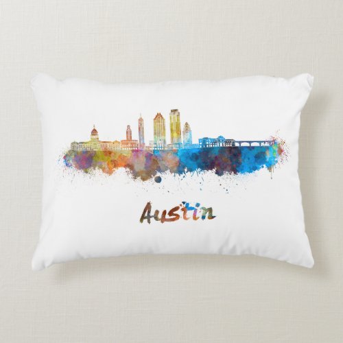 Austin skyline in watercolor accent pillow