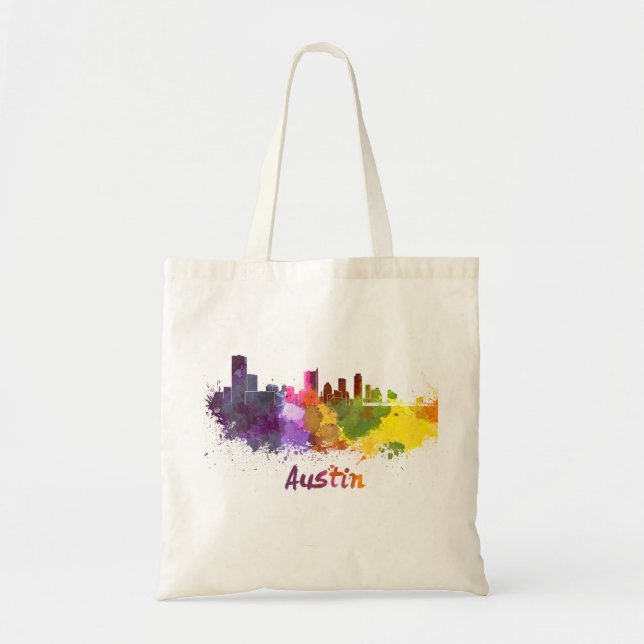 Austin skyline in watercolor tote bag (Front)