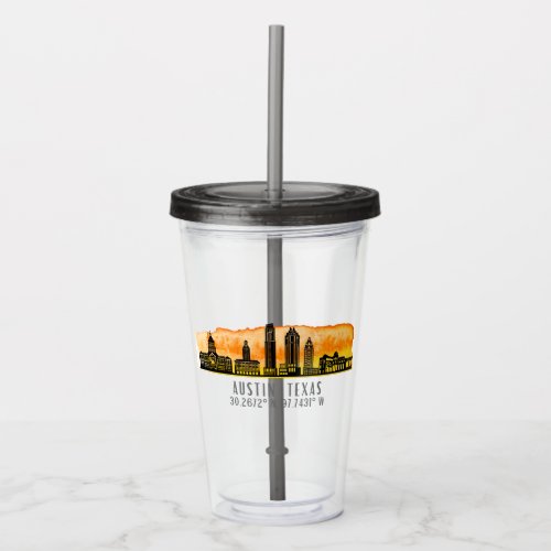 Austin Skyline Latitude  Acrylic Tumbler