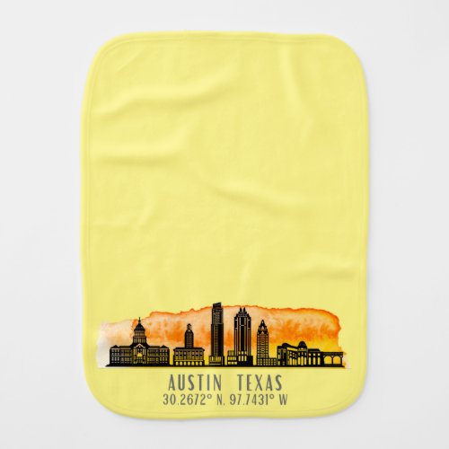 Austin Skyline Latitude  Baby Burp Cloth