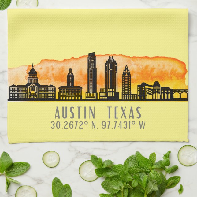 Austin Skyline Latitude  Kitchen Towel (Folded)