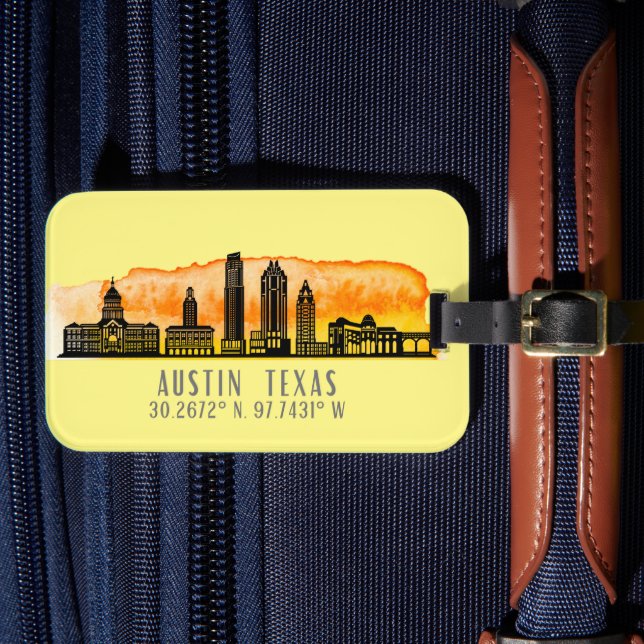 Austin Skyline Latitude  Luggage Tag (Front Insitu 4)