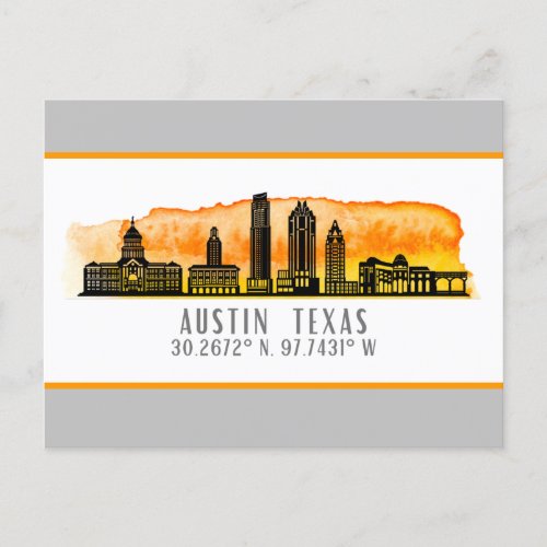 Austin Skyline Latitude  Postcard