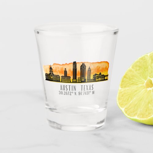 Austin Skyline Latitude  Shot Glass