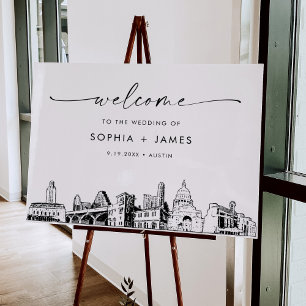 Austin Skyline Modern Wedding Welcome Foam Board