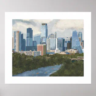 Austin Skyline Painted Art Print