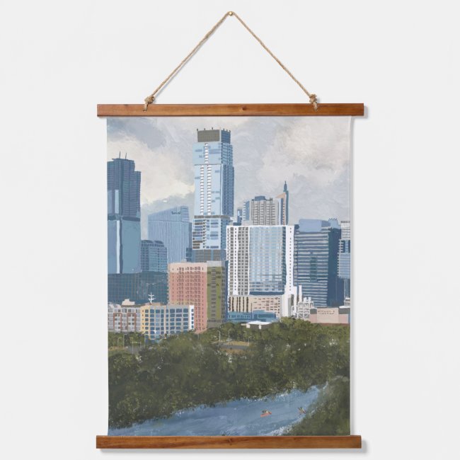 Austin Skyline Painted Art Print Hanging Tapestry