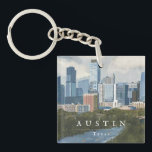 Austin Skyline Painted Art Print Keychain<br><div class="desc">Painted Austin,  Texas city skyline illustrated by Shelby Allison.</div>