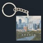 Austin Skyline Painted Art Print Keychain<br><div class="desc">Painted Austin,  Texas city skyline illustrated by Shelby Allison.</div>