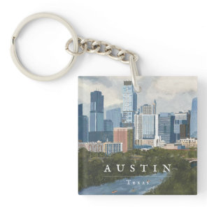 Austin Skyline Painted Art Print Keychain