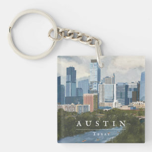 Austin Skyline Painted Art Print Keychain