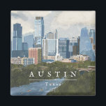 Austin Skyline Painted Art Print Magnet<br><div class="desc">Painted Austin,  Texas city skyline illustrated by Shelby Allison.</div>