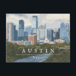 Austin Skyline Painted Art Print Postcard<br><div class="desc">Painted Austin,  Texas city skyline illustrated by Shelby Allison.</div>