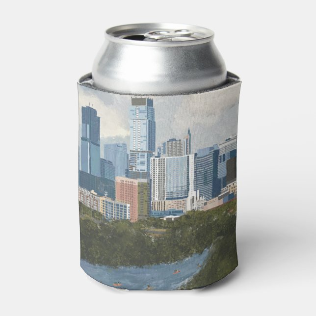 Austin Skyline Painted Art Stone Coaster Can Cooler (Can Front)