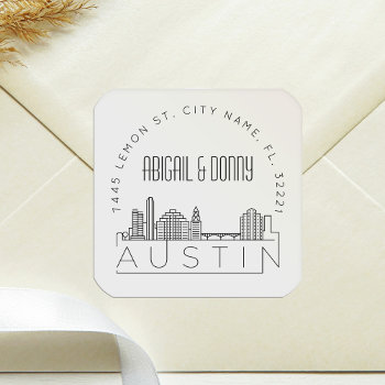 Austin Skyline | Pre-addressed Envelope Seal by colorjungle at Zazzle