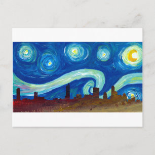 Austin Skyline Silhouette with Starry Night Postcard