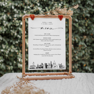 Austin Skyline Wedding Dinner Menu Card 5x7