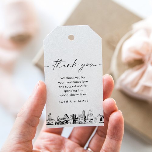 Austin Skyline Wedding Thank You Favor Tag