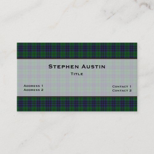 Austin Tartan Plaid Custom Business Card