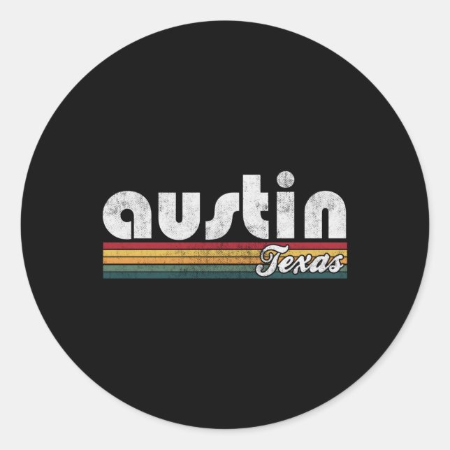 Austin Texas 70'S 80'S Style Classic Round Sticker (Front)