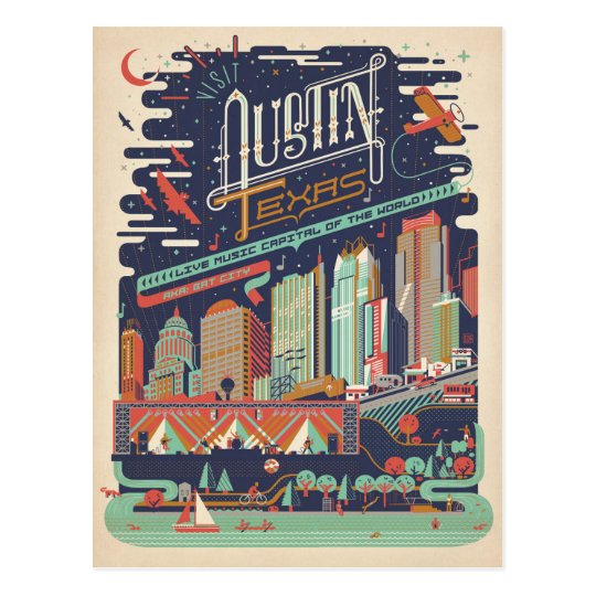 Austin, Texas AKA Bat City Postcard Zazzle