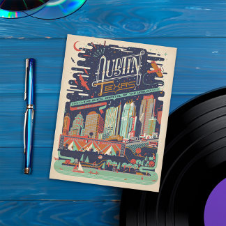 Austin, Texas - AKA: Bat City Postcard