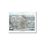 Austin, Texas Antique Aerial City Map from 1873 Canvas Print