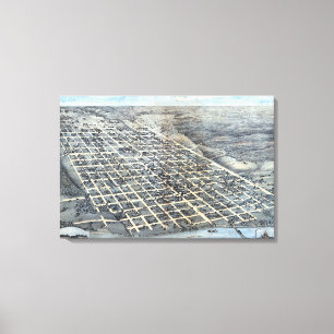 Austin, Texas Antique Aerial City Map from 1873 Canvas Print
