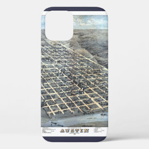 Austin, Texas Antique Aerial City Map from 1873 iPhone 12 Case
