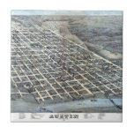 Austin, Texas Antique Aerial City Map from 1873 Ceramic Tile