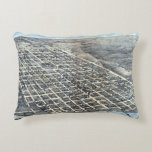 Austin, Texas Antique Aerial City Map from 1873 Decorative Pillow