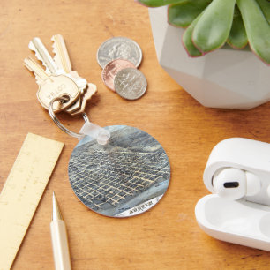 Austin, Texas Antique Aerial City Map from 1873 Keychain