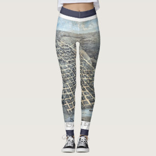 Austin, Texas Antique Aerial City Map from 1873 Leggings