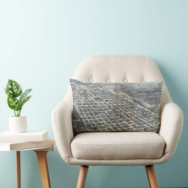 Austin, Texas Antique Aerial City Map from 1873 Lumbar Pillow (Chair)