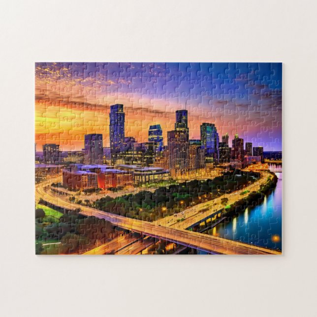 Austin Texas Art 4 Photo Puzzle Skyline Art Austin (Horizontal)