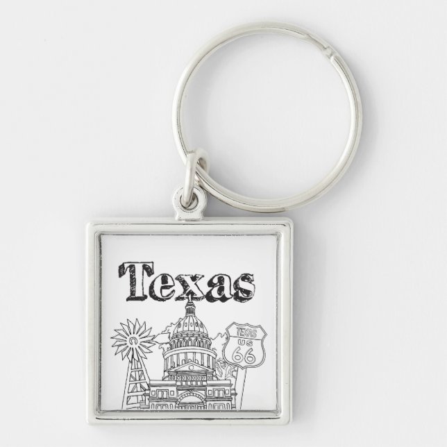 Austin Texas Art Vacation Texas Souvenir Design Keychain (Front)